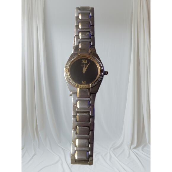 Seiko Ladies Seiko Dress Watch Black Dial Stones around Bezel Elegant Classy - Picture 1 of 6